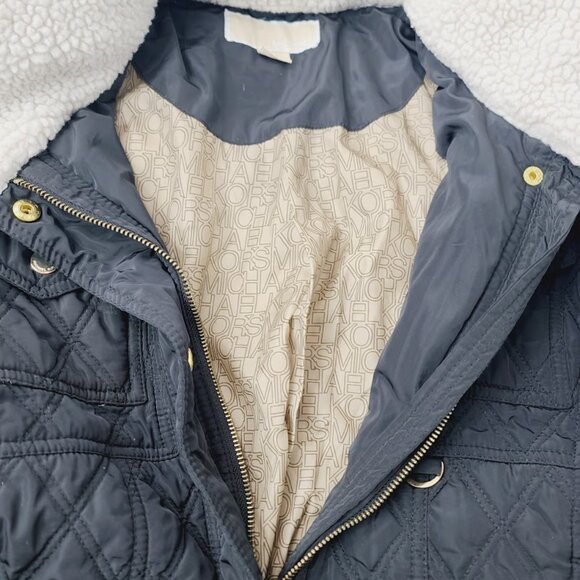Michael Kors Women's Black Quilted Long Sleeve Sherpa Puffer Jacket Size M - Picture 9 of 14